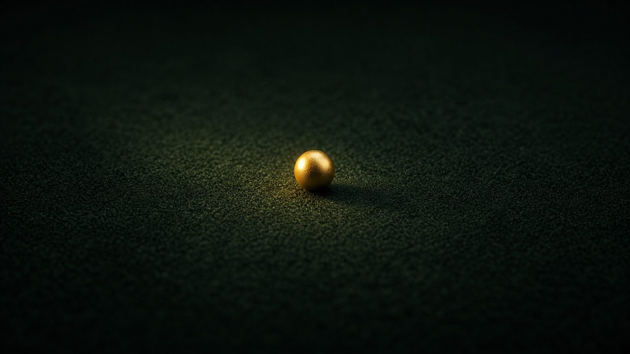 DirtyRoulet gold ball alone on dark felt